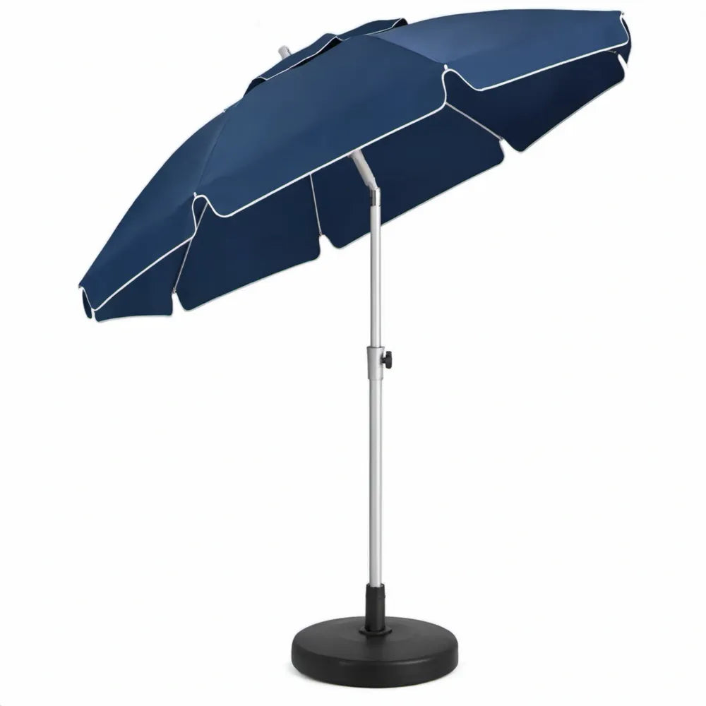 Kantelbare ronde tuinparasol Ø 200 cm donkerblauw met aluminium stok en voet