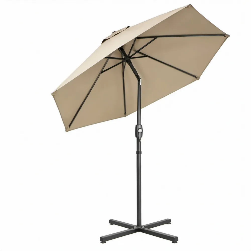 Beige vierkante zweefparasol 250 x 250 cm met zwart stalen frame