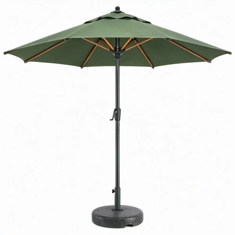 Ronde tuinparasol met voet Ø 300 cm groen en zwart