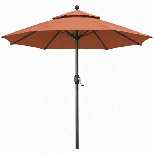 Ronde tuinparasol met zwengel Ø 270 cm, terracotta/zwart