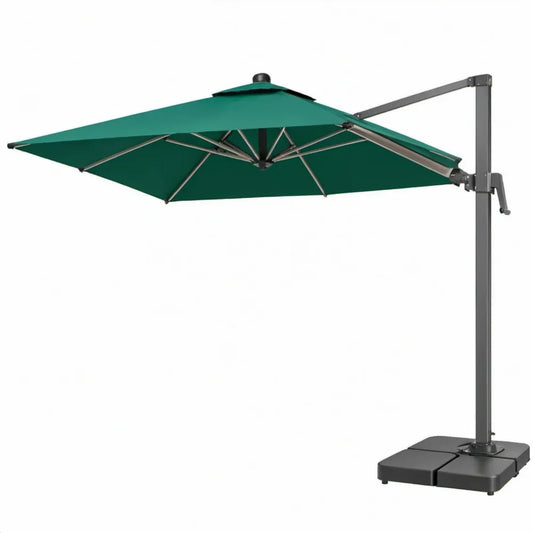 Vrijhangende vierkante parasol 300 x 300 x 250 cm donkergroen/antracietgrijs