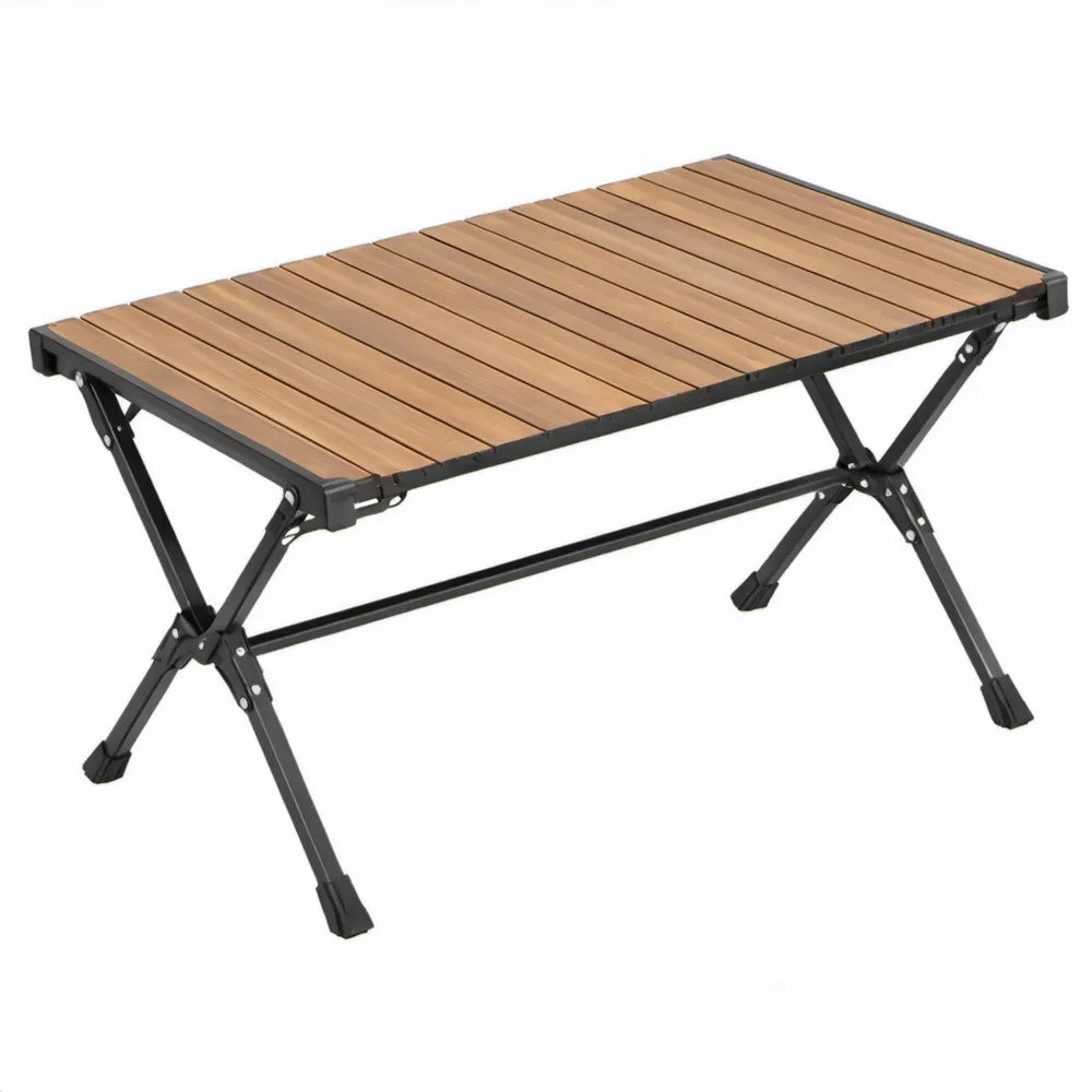 Opvouwbare tafel met aluminium lattenblad 120 x 60 x 70 cm Bruin/Zwart