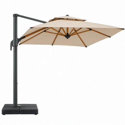 Zweefparasol met zijpaal 300 x 300 cm Beige/Zwart/Bruin