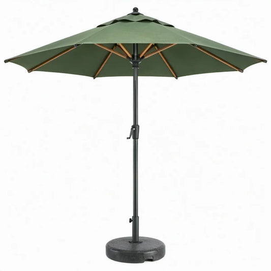 Ronde tuinparasol met voet Ø 300 cm groen en zwart