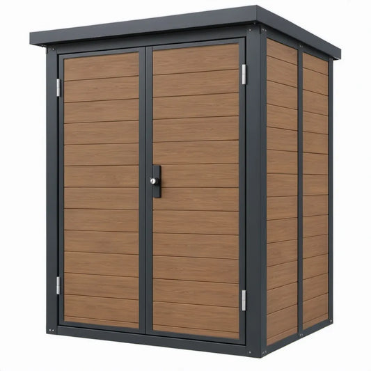 Gegalvaniseerde stalen tuinschuur 180 x 90 x 180 cm bruin/zwart met dubbele deur