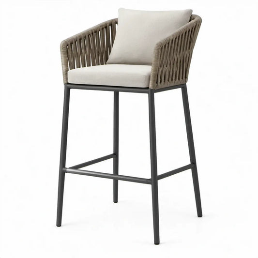 Barstoel met armleuningen, 58 x 60 x 104 cm, taupe/zwart/crème