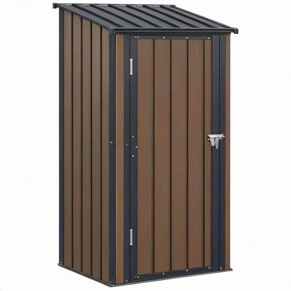 Bruin/Antraciet Gegalvaniseerd Stalen Opbergschuur met Enkele Deur 87 x 46 x 160 cm