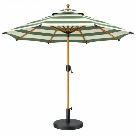 Ronde parasol met voet Ø 270 cm groen-crème gestreept
